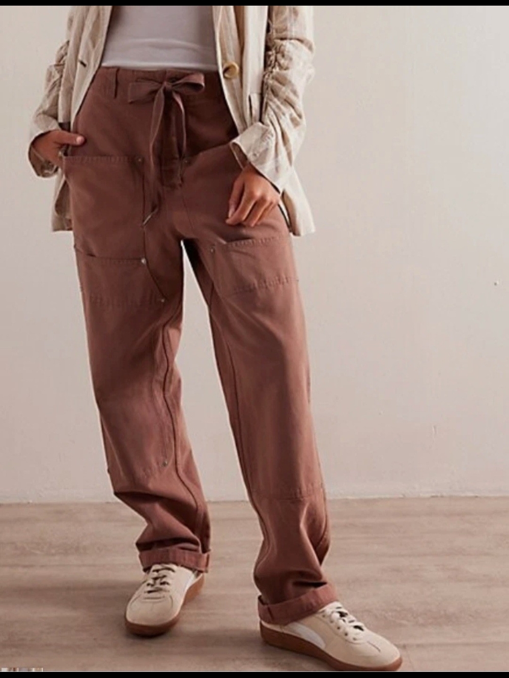 Free People Hayden Carpenter Pull-On Pants Brownie Size M Nwot